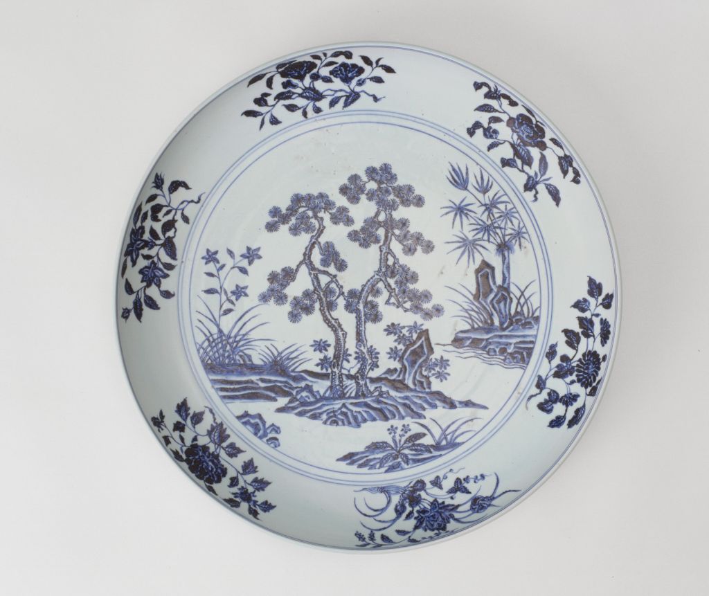 图片[2]-Blue-and-white flower pattern plate-China Archive